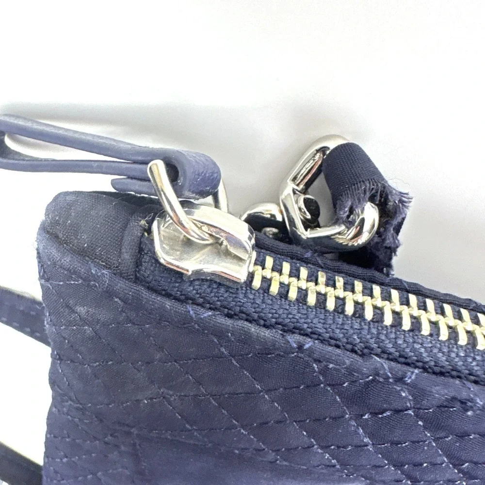 Vera Bradley Little Hipster Microfiber Crossbody Purse Bag Wristlet Quilted Navy